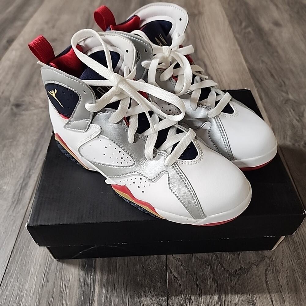Nike Air Jordan 7 Retro (PS) "Olympic" White Gold SZ 2Y [304773-135]